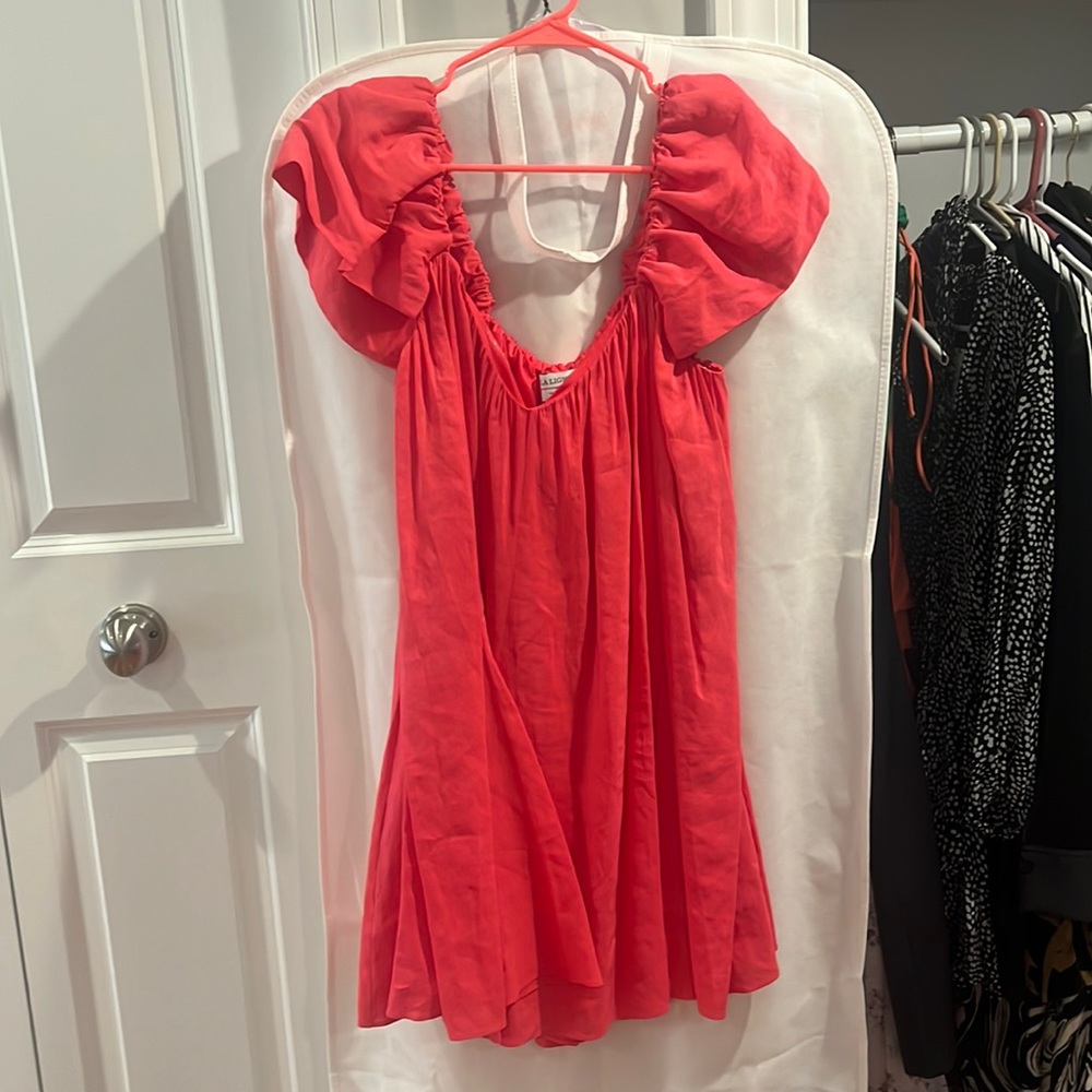 La Ligne Pink Mini Dress with Puff Sleeves